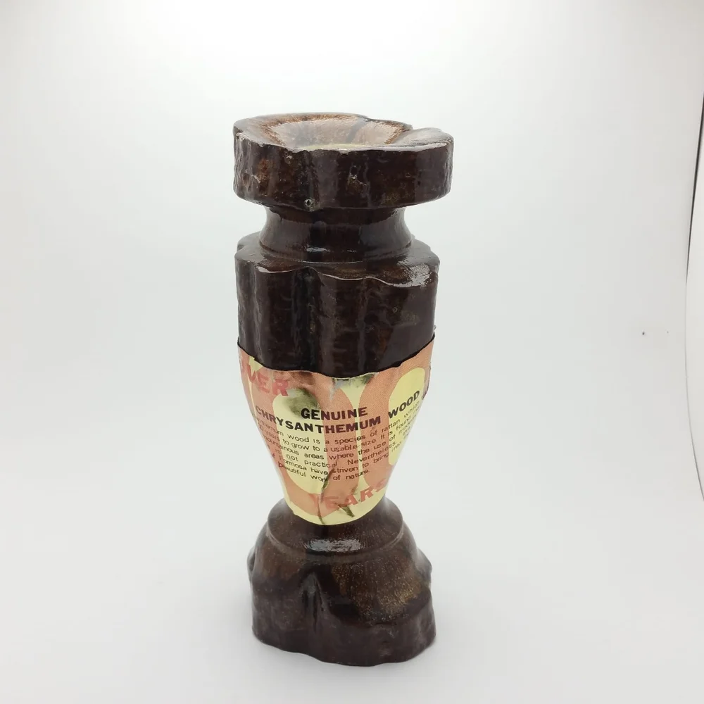 3 Vintage Chrysanthemum Wood Candle Stick Holders, Ikebana Vases, Decor